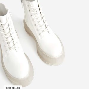 Size 9 White Bershka combat boots